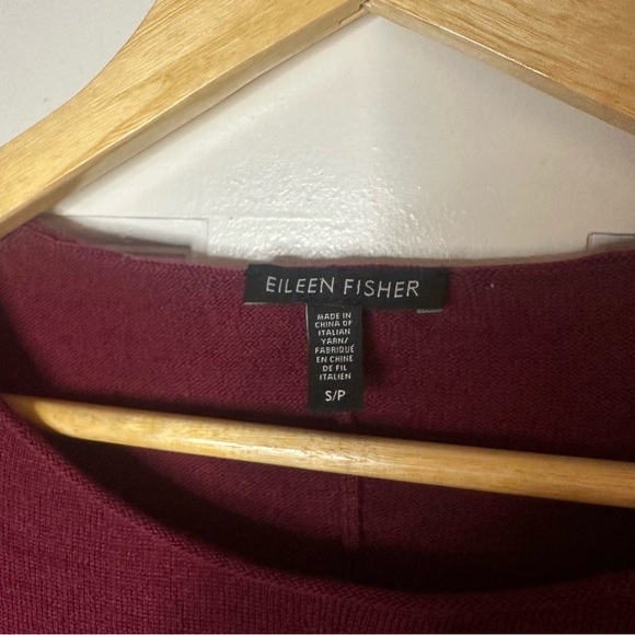 EILEEN FISHER Merino Wool Burgundy Knit Dress Valentines Long Sleeve Small - Picture 3 of 7